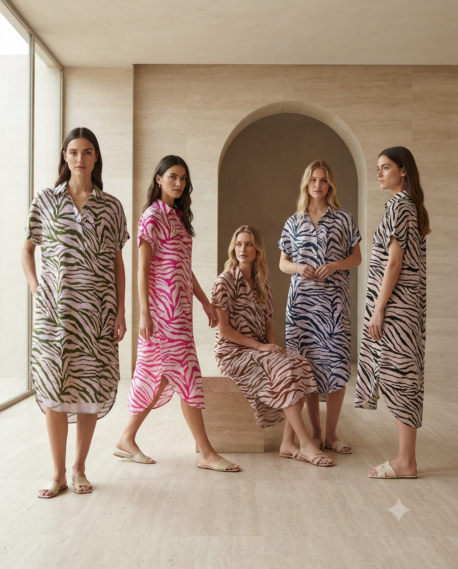 🦓 Robe Zébrée en Fibre de Lin