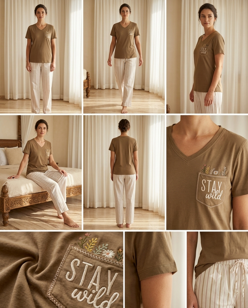 Pyjama Élégant – Moka & Grenat