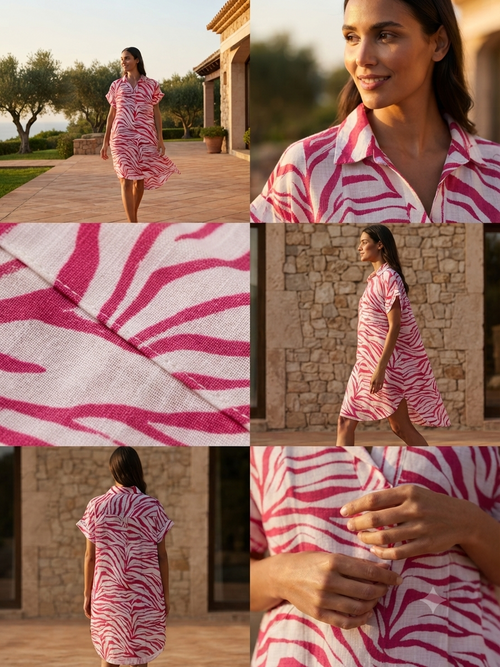 🦓 Robe Zébrée en Fibre de Lin