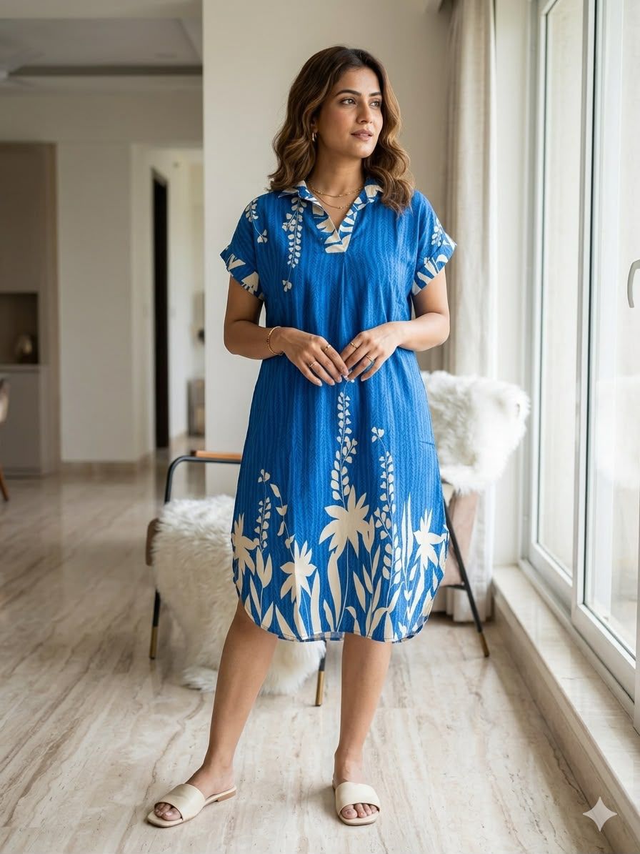 Robe chemise - Bleu éléctrique